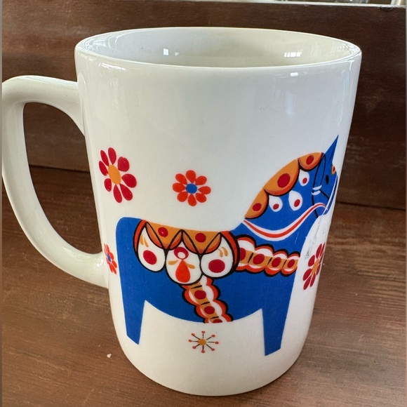 Mint condition Vintage Swedish Scandinavian blue Dala horse Berggren Ceramic mug - Picture 2 of 6